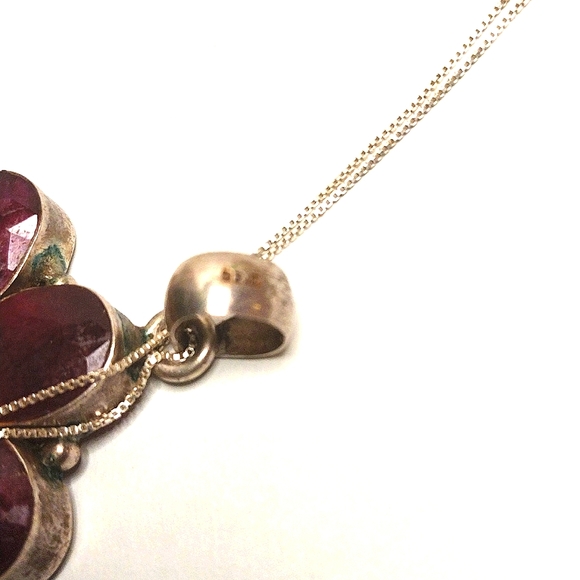 RURY RED STERLING SILVER NECKLACE WITH  STERLING CHAIN - Picture 3 of 5